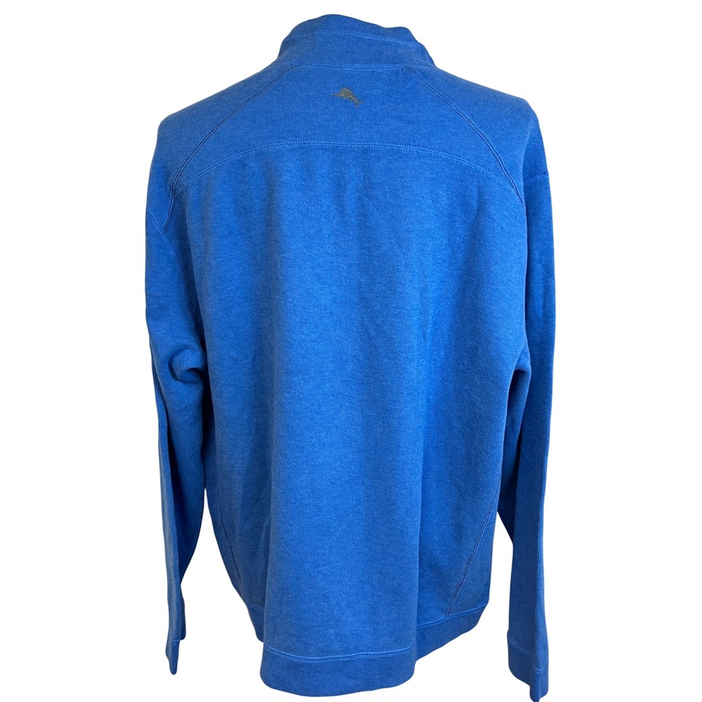 TOMMY BAHAMA Blue Gray Reversible 1/4 Zip Mens Sweater XL Travel Vacation Preppy - Picture 3 of 11
